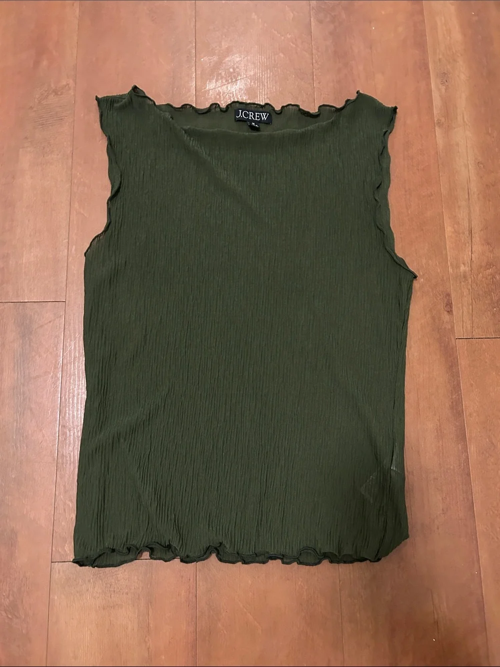 J. Crew Olive Green Ribbed Lettuce-Edge Tank